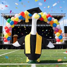 Porch Goose Outfit, Graduation Goose Statue Clothes Hat With Costume Garden Decoration - Black 1pc - View 5