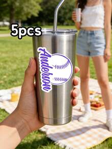 5/10/25pc Custom Text Baseball Name Stickers – Personalized Baseball Themed Waterproof Stickers With Custom Name & Color Options | Fun Sports Gift For Baseball Fans, Teams, And Sports Fans | Water Bottle & Gear Decor - Multicolor - View 26