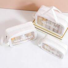 Túi đựng mỹ phẩm chống nước dành cho nữ, túi đựng đồ trang điểm dung tích lớn, túi xách tay du lịch đựng đồ dùng vệ sinh cá nhân. - trắng - Xem 4