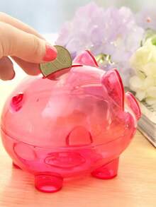 1pc Fashionable Piggy Bank, Made Of Durable Plastic, Candy Color Coin Bank - Multicolor - View 3