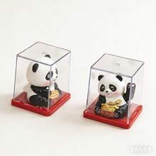 Figur Mini Panda - Panda Mengangguk untuk Kekayaan, Panda Melambaikan Tangan - Dengan Penutup Debu - Jimat Keberuntungan Panda - View 5