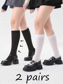 2双装女士透明小腿袜，透气夏季中筒袜 - 白色 - 查看 7