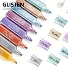 8-Color Metallic Glitter Highlighter Pen Set, Shiny Fluorescent Marker Pens, Quick-Drying & Smudge-Proof, 1-5mm Chisel Tip Comfortable Design, Suitable For Journaling, Advertising, Notes, Art Creation - Glitter Pen Neon - View 4