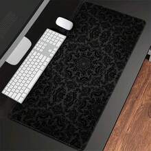 Black & Gray Textured Extra Large Mouse Pad, Gaming Desk Mat, Big Keyboard Pad, Washable, Rubber Non-Slip Bottom, Stitched Edge, Gift Mouse Pad, Desk Protector, Study Pad, Multiple Sizes Available, Computer Keyboard Mat, Laptop Pad - Black and Gray Texture - View 9