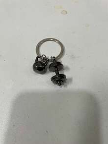 1 pieza Llavero de mancuerna, llavero de mancuerna de estilo deportivo minimalista y de moda, accesorio de llave de aleación para hombres, superficie lisa, gran regalo para amigos - Negro - Ver 1
