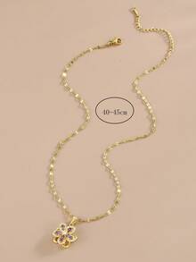 1pc Stainless Steel 5-Petal Rotating Flower Necklace, Suitable For Women's Daily Wear, Women's Gold-Color Necklace, High-Quality 18K Gold Necklace, Women's Jewelry Necklace, Halloween Gift, Christmas Gift, Women's Accessory - Vàng kim-2 - Xem 7