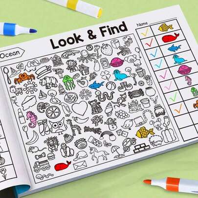 Sách vẽ tranh tìm hình ẩn, vẽ bằng bút chì, sách hoạt động tìm kiếm và vẽ tương tác, các trang chủ đề trốn tìm hấp dẫn (phân phối ngẫu nhiên), vui nhộn và đơn giản, giúp phát triển kỹ năng vẽ và thực hành, tăng cường sự tập trung và trí tưởng tượng, thích hợp làm quà tặng Giáng sinh, sinh nhật, tiệc tùng, năm mới, Halloween.