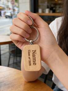 50pcs Laser Engraved Blank Wooden Keychains - Rectangular DIY Key Tags, Suitable For Crafts, Halloween, Valentine's Day, New Year, Minimalist Design - Camel - View 7