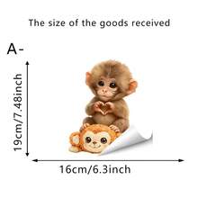 1/4pcs Cute Monkey Car Stickers, Removable Waterproof Self-Adhesive Vinyl Car Window And Bumper Decorations, Suitable For SUVs, Trucks, And Laptops. - Car Stickers - View 13