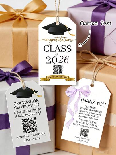 Thẻ treo mã QR tùy chỉnh cho mùa tốt nghiệp, thẻ treo cá nhân hóa, thẻ treo quà tặng, thiệp tùy chỉnh, thiệp cảm ơn quà tặng, thiệp chúc mừng tùy chỉnh, nhãn cá nhân hóa, thích hợp cho bao bì quà tặng, ngày lễ, sự kiện, đám cưới, tiệc tùng, sinh nhật và các dịp trang trí khác.