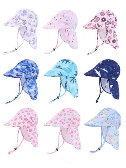 Mũ chống nắng lưới thoáng khí mới cho trẻ em, họa tiết hoạt hình, thích hợp cho các hoạt động ngoài trời, công viên, du lịch, bãi biển - Kỳ lân, Kem, Khủng long, Cây cọ, Cá voi, Dâu tây, Anh đào, Động vật biển