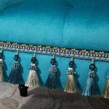 Luxury Upholstered Bench/Stool In Polyester And Foam Rubber, Elegant And Beautiful, Blue: 117x40x58 Cm - Mint Blue - View 7