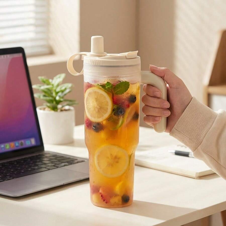 850ml Large Capacity Portable Water Bottle With Tea Strainer & Straw, Transparent Plastic Drinking Bottle, Microwave Tumbler For Water Milk Coffee Tea, Leak-Proof Water Cup Coffee Mug For Student Adult Use In School, Office, Picnic, Back To School - Multicolor - View 1