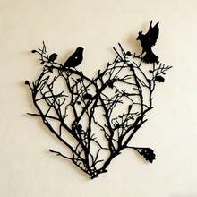 1pc Life Tree Heart & Bird Metal Wall Art Decor, Decorative Sculpture, Farmhouse Kitchen Decor, Living Room Office Home Decoration, Outdoor Porch Deck Wall Sign, Metal Art Piece - Black - View 12
