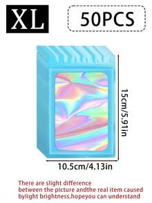 100/50/20/5pcs Reusable Ziplock Bags, Various Sizes Reusable Ziplock Bags, Transparent Holographic PVC Jewelry Bags, Colorful Plastic Aluminum Foil Bags, Multiple Sizes And Colors Available - Multicolor - View 27