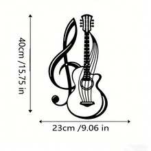 1 pièce Décoration murale en métal avec note de musique et guitare, symbole en fer noir, convient pour le salon, la chambre, la maison et le café, thème musical de style ferme, décoration murale, cadeau de pendaison de crémaillère - Noir - Voir 3