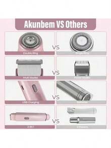 Electric Bikini Trimmer Womens Painless Shaver USB Rechargeable 2 In 1 Dual Head Gentle Hair Removal For Pubic Area Face Underarms Legs Sensitive Skin - hồng - Xem 4