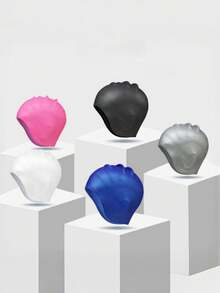 1pc Professional Silicone Waterproof Swimming Cap - Double Ear Coverage Design, Suitable For Adults And Long Hair, Anti-Slip And Durable - Multicolor - View 7
