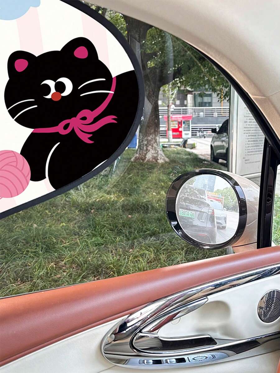 1pc Cartoon Cat Static Cling Sunshade, Adsorption Sunscreen Shade For Car Side Window - Sunshade - View 1