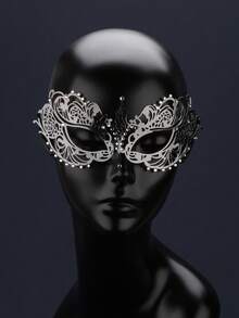 1件欧美风格金色金属面具，饰以闪亮水晶，镀金威尼斯舞会面具，适合女性，可用作服装派对配饰或化妆舞会面具。 - 24-108面具 - 查看 7