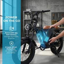 Adult Electric Bicycle, 20-Inch Wide Tires, 750W Motor, 48V 15Ah Battery, Top Speed 45-50 Km/H, Dual Suspension. - CS-M4/A - Xem 3