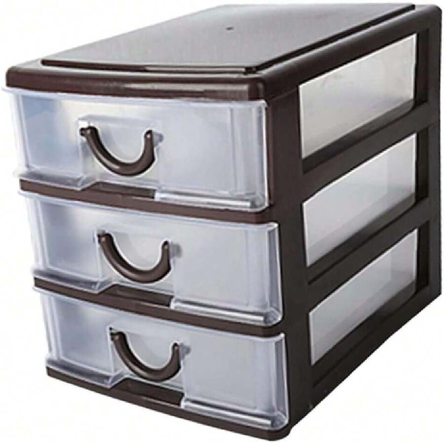 Multifunctional Plastic Storage Box With Drawer Handle, Translucent Computer Organizer For Office Cosmetics And Compact Miscellaneous Items, 6.88 X 5.90 X 5.11, 44601794 - Multicolor - View 1