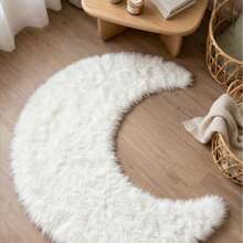 1pc White Moon-Shaped Rug, Decorative Carpet, Bedroom Decor, Small Rug, Carpet, Home Decor, Living Room Rug, Living Room Small Rug, Bedroom Rug, Living Room Home Decor, Outdoor Rug, Washable Rug - Multicolor - View 1