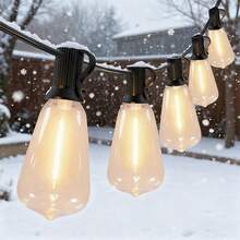 Solar Powered Dimmable Outdoor String Lights With Remote Control, 15 Waterproof Shatterproof ST38 LED Edison Bulbs, 4H/6H/8H Timer Patio Lights For Backyard Porch Garden Bistro Wedding Party Decor - 100英尺 - 查看 9
