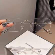 1pc Unisex Metal Frameless Multifunctional Minimalist Fashion Smooth Surface Glasses - Multicolor - View 7