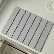1 pieza Estera de secado rápido para platos, Almohadilla absorbente de gel de sílice, Estera de almacenamiento para encimera de cocina con absorción de agua, Rejilla enrollable para secar platos, Almohadilla antideslizante para el lado del fregadero - Multicolor - Ver 10