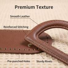 3pcs/Set DIY Handmade Woven Bag Accessories Kit, Faux Leather D-Shaped Handle + 22cm Bag Bottom, Black/Brown/Beige, Easy Hand-Sewing, For Home Craft Enthusiasts - Multicolor - View 6