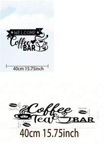 1pc CIFbuy Metal Coffee Bar Wall Decor - Rustic Iron Sculpture With "Coffee Tea Bar" Text And Leaf Pattern, Kitchen, Bar, Cafe Decoration, Unique Gift Idea, High-Quality Craftsmanship Kitchen Decor - Black - View 4
