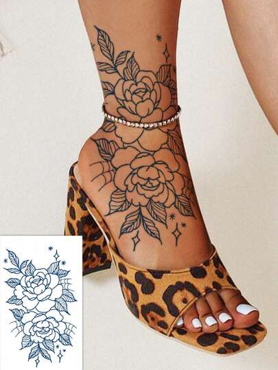 1 miếng giấy xăm tạm thời thảo dược, hình xăm dán họa tiết hoa thời trang, hình xăm giả cho tay/chân/ngực, giấy xăm không phản chiếu, bền màu, đa năng cho cả nam và nữ, chống thấm nước và mồ hôi - Hình xăm chiết xuất thảo dược trông như thật và dễ dán, giữ được 7-14 ngày trên da.