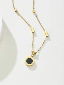 1 pieza Collar con colgante de disco negro con números de estilo vintage, joyería de moda para uso diario y ocasiones de regalo, accesorio para todas las estaciones - collar - Ver 6