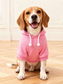 1 pieza Sudadera básica cómoda y cálida de color dopamina, adecuada para gatos y perros, para interiores y exteriores - Rosa - Ver 16