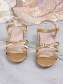 优雅派对高跟鞋 | 金色蝴蝶扣凉鞋 - 金色 - 查看 2