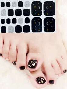 Nail Art Toe Stickers, Assorted Designs Including Glitter, Cartoon Hearts, Geometric Patterns, Solid Colors, Versatile Mixed Styles, Easy Application With Scraper - Multicolor - View 51