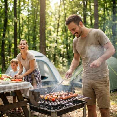 1Pc Stainless Steel BBQ Skewers, Twisted Metal Barbecue Needles With Hanging Ring, Ideal For Grilling Meat, Vegetables, Seafood, Perfect For Outdoor Camping, Backyard Barbecues, Picnics, Beach Parties, Great For Summer, Spring, Holiday Gatherings, Rustproof Material Prevents Corrosion