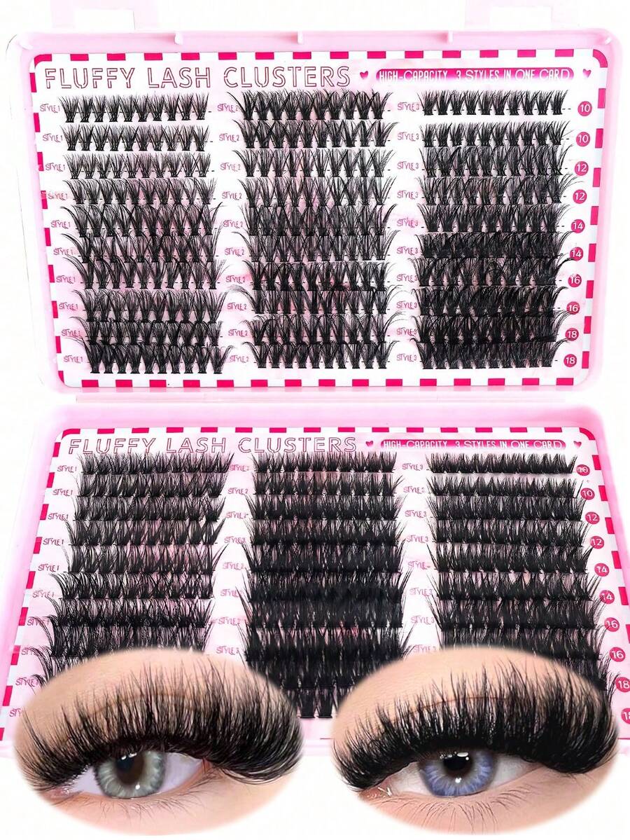 600/320/60片装 D型卷翘 30D-100D 6种款式 10-18mm 簇状假睫毛 自然浓密 柔软轻盈 可重复使用 分段式假睫毛 日常 派对 旅行 - D - 查看 1