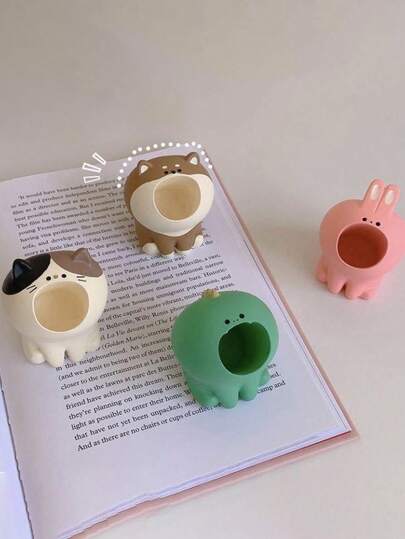 1pc Mini Japanese Style Nail Drill Bit Storage Tube, Cute Cartoon Animal Pattern (Cat, Dog, Dinosaur, Rabbit), Nail Art Tool Desktop Organizer Box/Holder, Open-Mouth Brush Cup, Nail Polish Remover Cup, Nail Polisher Storage Box, Nail Art Tools Desktop Organizer, Cute Decor, Nail Art Supplies, Nail Art Tools, Nail Art Tools, Back To School, Nail Art, Nail Art Tools, Nail Sticker Tools