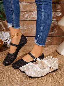 Nuevos zapatos planos elegantes sin cordones para mujer, de color beige o negro, con diseño de correa ajustable, ligeros y cómodos, adecuados para uso diario, citas, ir al trabajo, bailarinas, zapatos de verano, regalo del Día de la Madre - Negro - Ver 8