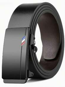 无扣自动调节腰带，时尚百搭休闲商务男士腰带 - 黑色 - 查看 1
