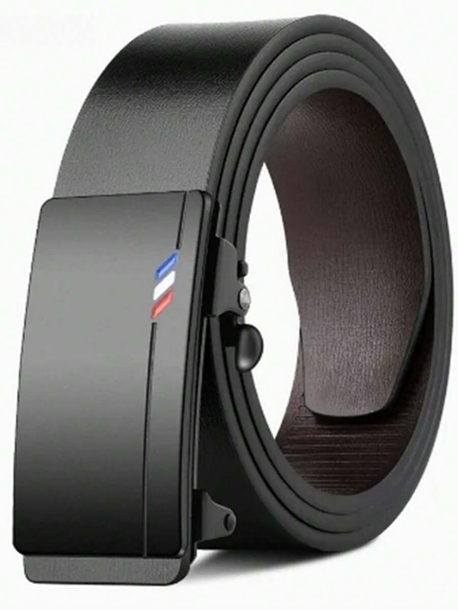 无扣自动调节腰带，时尚百搭休闲商务男士腰带 - 黑色 - 查看 1