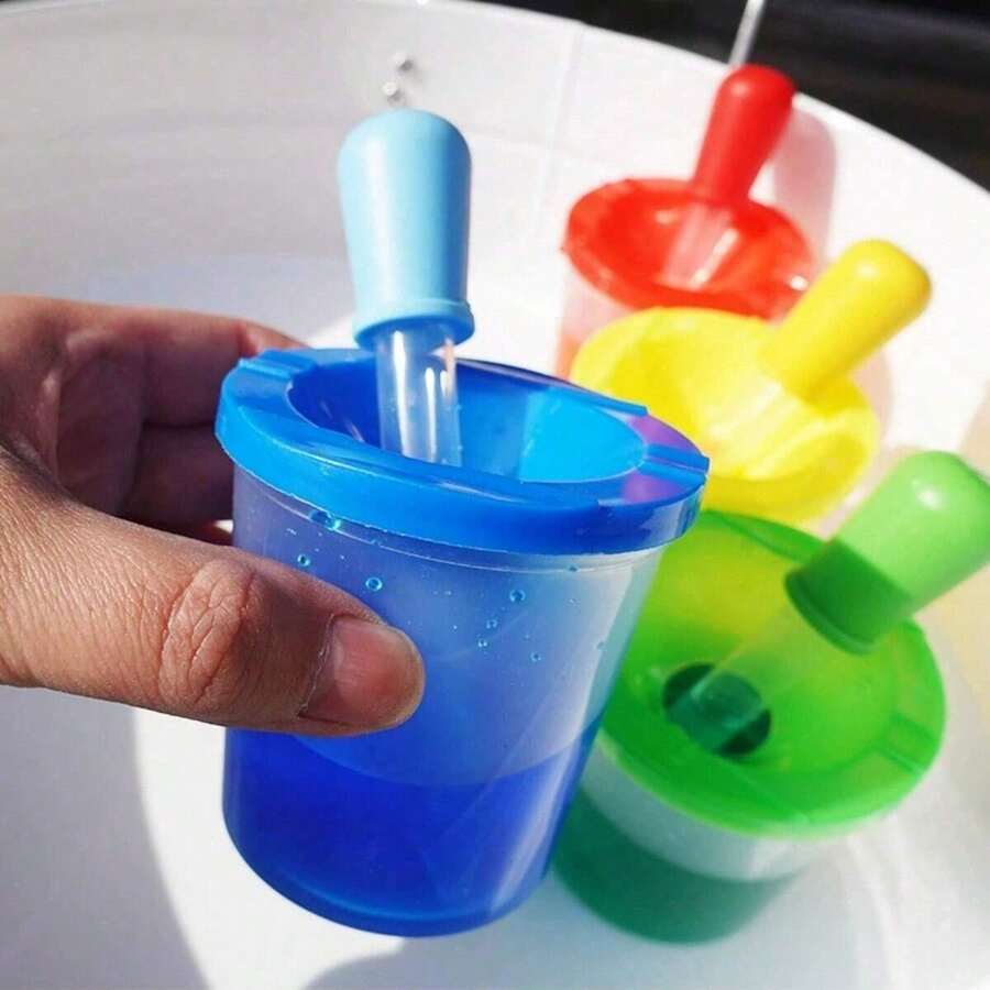 OBOVAY 1 Set - 4 Color Dropper And Cup Fine Motor Skills STEM Kit, Educational Color Sorting Sensory Game Set, Plastic Straws And Cups Suitable For Preschool Children Learning, Home Education Activities And Science Exploration, Perfect For Teachers And Parents, Back To School Season - Pigment Cup Series - View 1