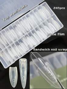 240pcs Sandwich Dual Nail Forms 15 Sizes Nail Molds For Builder Gel Quick Nails Extension, No Paper Forms Needed, Reusable Full Cover Plastic Nail Molds Prevents Gel Stacking & Warping For Salon Nail Art Tools, Beginners & Pros DIY At Home Nail Supplies, Christmas Nail,New Year,Festival Gift (Long Coffin/Long Oval/Long Almond) - Clear - View 8