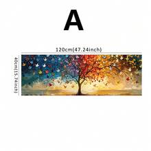 Frameless, 2D Flat Life Tree Canvas Art Print - Abstract Wall Decor Art - Vintage Style Art Decor - Geometric Landscape Theme Suitable For Kitchen, Bathroom, Living Room, Bedroom, Dining Room - Indoor Decorative Painting - Horizontal Frameless Art Piece - Multicolor - View 8