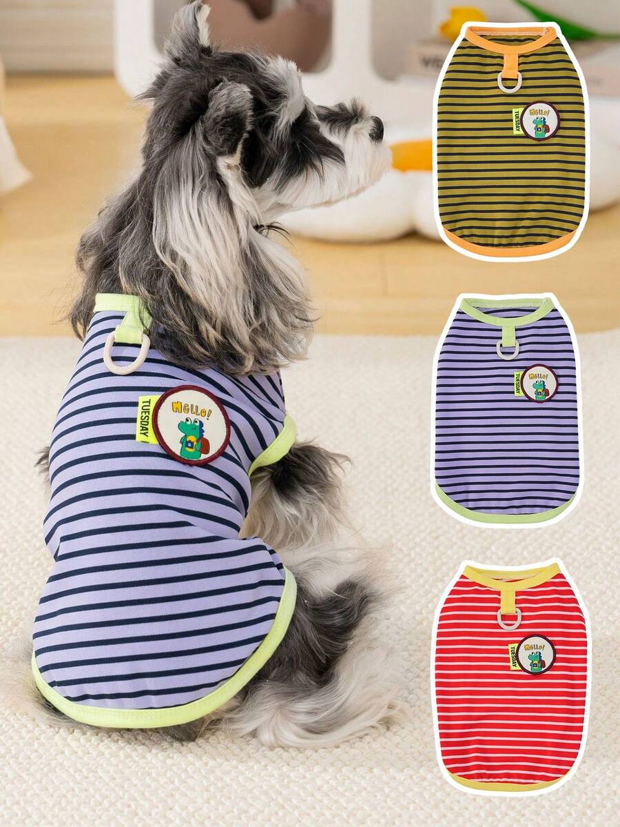 宠物衣服，猫狗衣服，新款春夏宠物背心，恐龙条纹背心