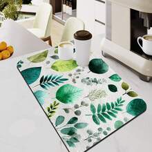 Leaf Printed Heat Resistant Cup Mat, Waterproof Non-Slip Rubber Bottom Coaster For Coffee Machine, Kitchen Counter, Quick Drying And Easy To Clean - Orange - View 17