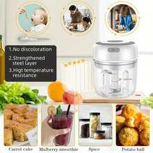 1pc 900ml Portable Mini Food Chopper With 3 Blades, Multi-Functional Garlic Press Grinder Crusher Mixer, Household Processor For Garlic Ginger Chili Onion Vegetable Meat, Compact Small Kitchen Accessory For Quick Food Processing - Pink - View 7