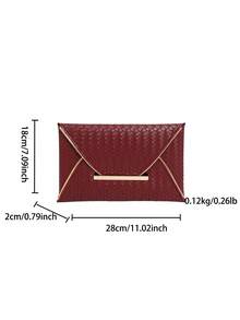 编织纹理手拿包，时尚小方信封包，女士款 - 紅色 - 查看 5